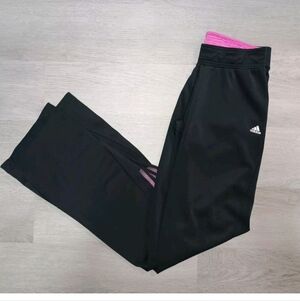 Adidas Climalite Women's Athletic Yoga Pants Stretch Black And Pink Size Medium